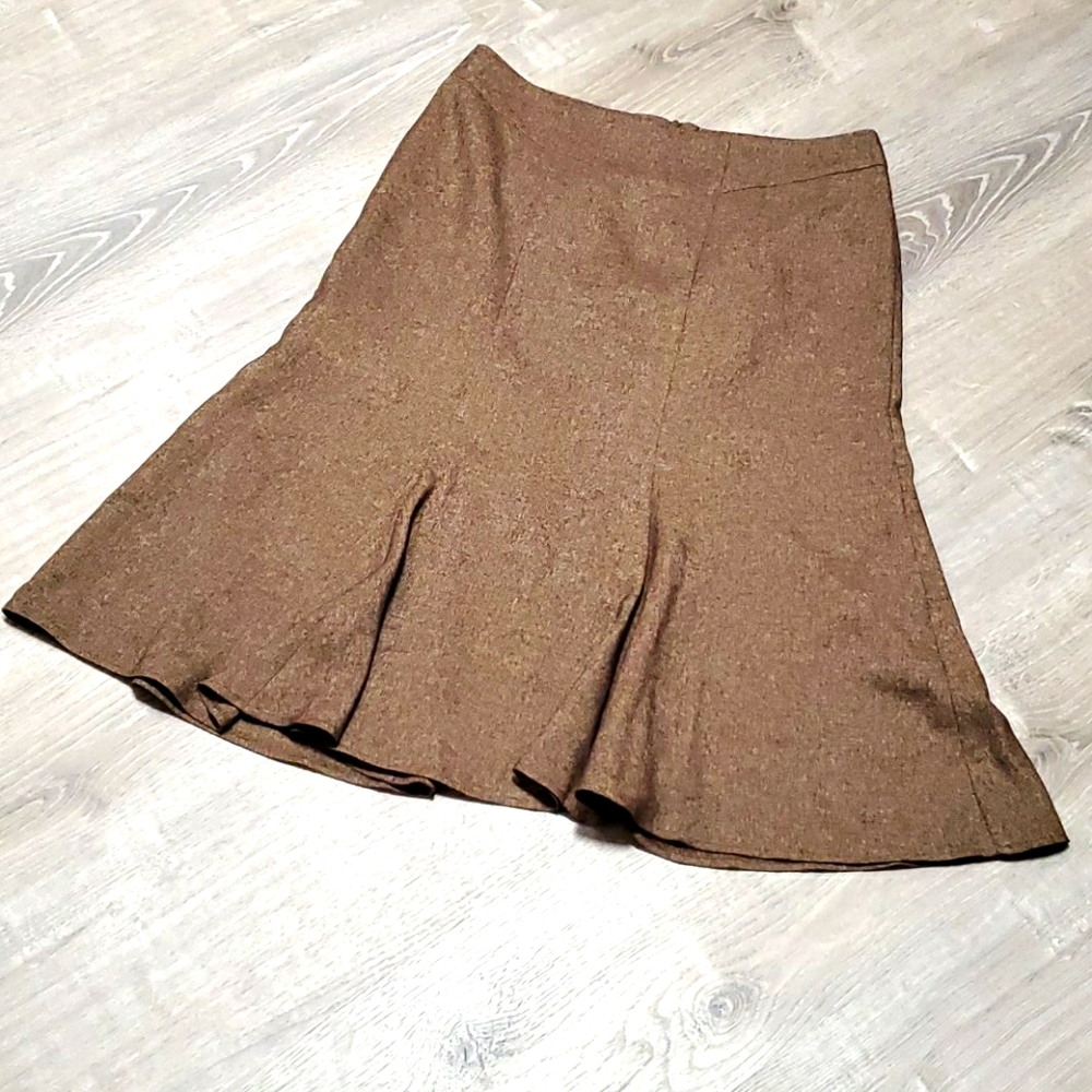 Dressbarn Classic Brown Midi Skirt Size 14 Fully Lined Women’s